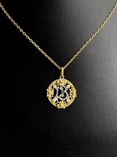 Pendentif Pendentif Art Nouveau porte bonheur "13" en or 18k 58 Facettes