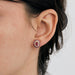 Boucles d'oreilles Paire de boutons d'oreilles en or jaune rubis, saphirs roses et diamants 58 Facettes