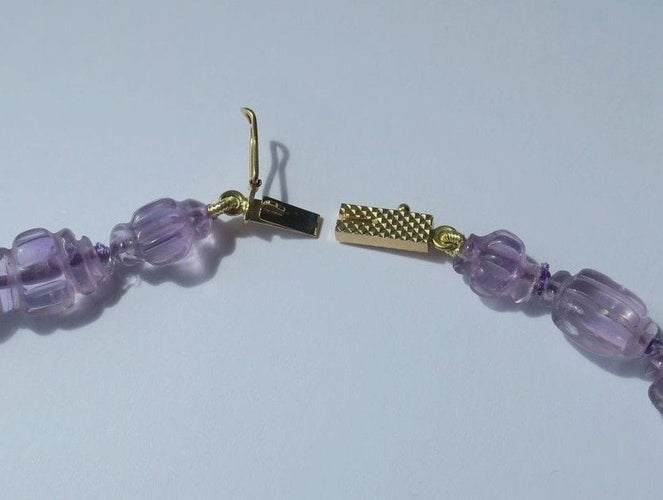 Collier Collier améthystes fermoir en or 58 Facettes