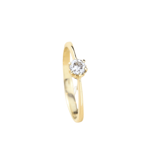 Bague solitaire en or jaune 18 carats avec diamant de 0,20 carat