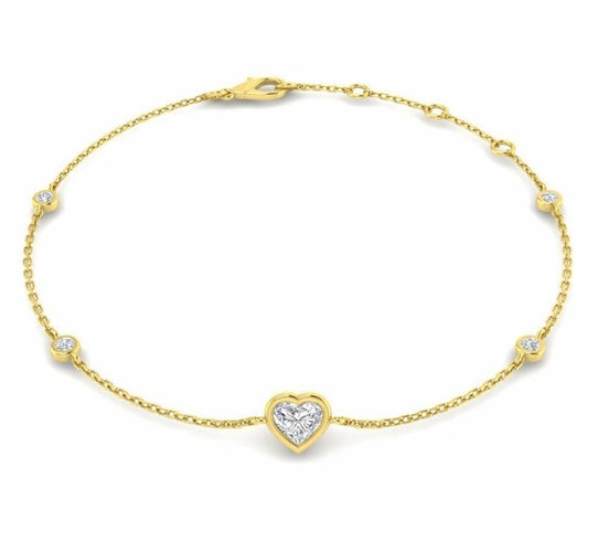 Bracelet Bracelet en or jaune 18 carats diamant cœur 58 Facettes