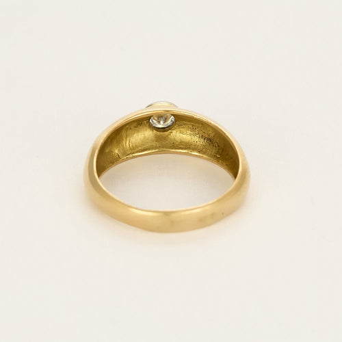 Bague jonc en or jaune, or blanc et diamant