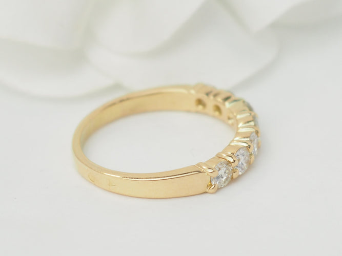Bague 62 Demi alliance en or jaune et diamants 58 Facettes 33458