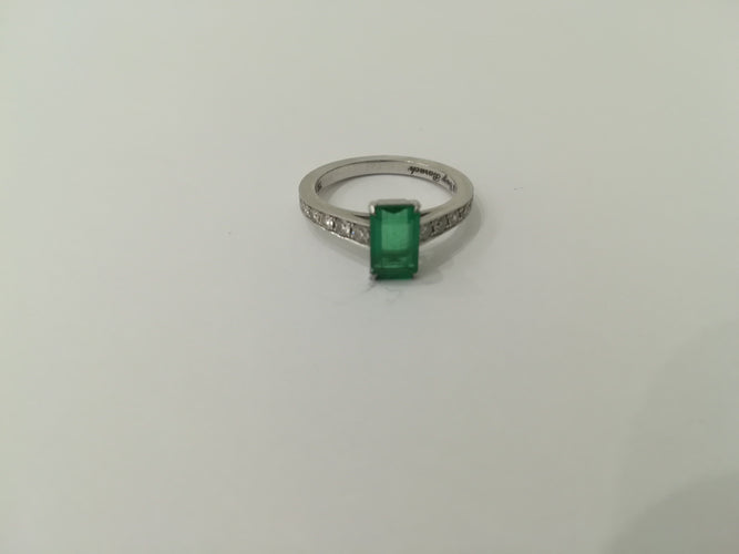 Bague Emeraude Diamants Or Blanc