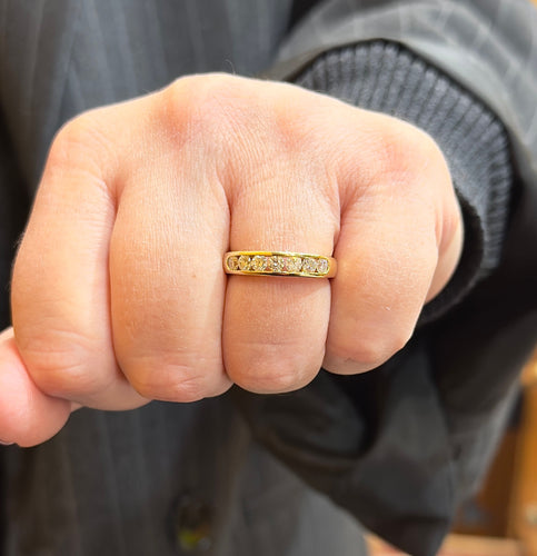 Bague 55 Demi-Alliance or jaune diamants 58 Facettes