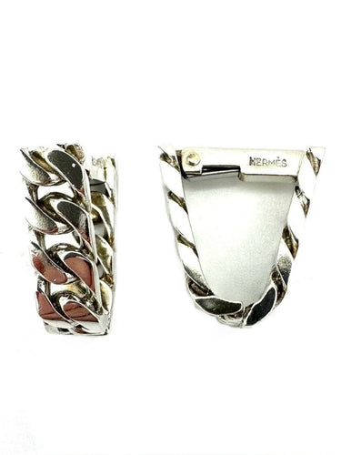 Boutons de manchette HERMES. Boutons de manchette vintages argent 58 Facettes