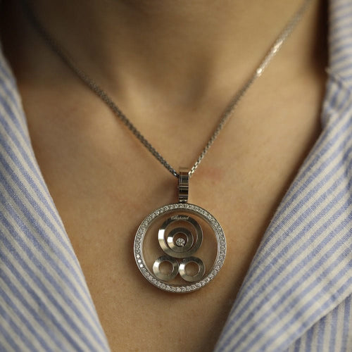 Collier Collier pendentif Chopard Happy Spirit en or blanc avec diamants - Ref. 79/6103/0-20 58 Facettes FB09880