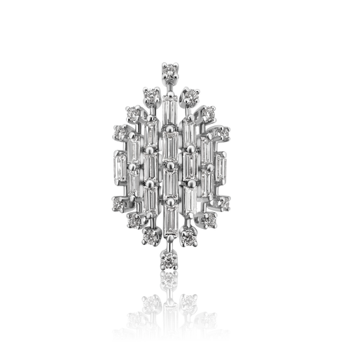 Bague en platine et diamants style milieu du siècle