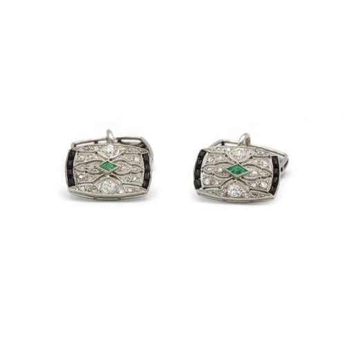 Boutons de manchette Boutons de Manchettes - Or, Platine, Diamants & Emeraudes 58 Facettes 250011SP