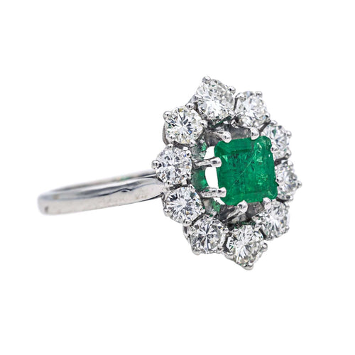 Bague 54 Bague  Pompadour  Or blanc Emeraude, Diamant 58 Facettes 3747899CN