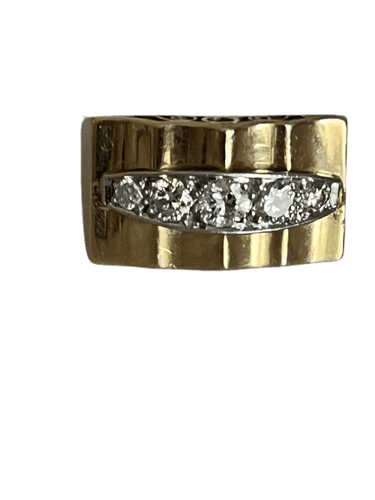 Bague 61 Bague Tank Or Jaune Platine Diamants 58 Facettes LOT 6129