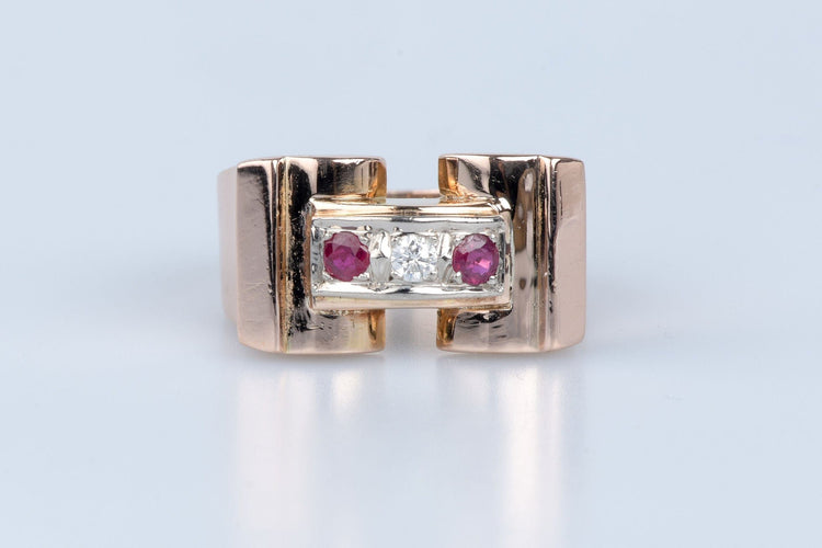 Bague 57 Bague Tank en or rose 18 carats 58 Facettes BGTKEV26