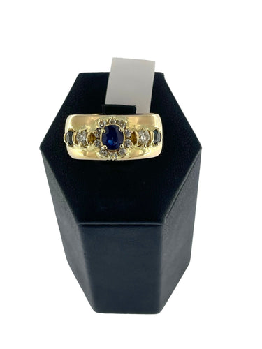 Bague 59.5 Bague en or jaune, diamants et saphirs 58 Facettes