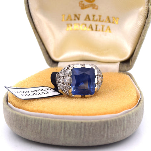 Bague en platine avec saphir et diamants