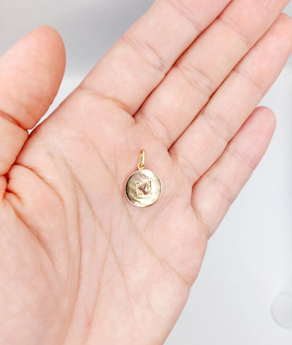 Pendentif Pendentif cible Art Déco or rose diamant taille rose 5mm (circa 1900) 58 Facettes A06029