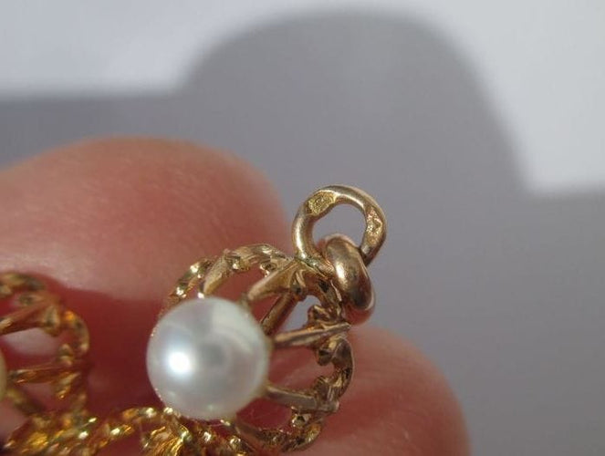 Collier Croix or rose perles XIXe 58 Facettes