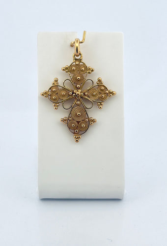 Pendentif Pendentif croix vintage en or jaune 18 carats 58 Facettes
