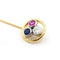 Broche Broche en or jaune et blanc 18 carats ornée de diamants, saphirs et rubis 58 Facettes 22187