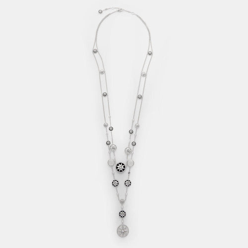 Collier DIOR - Sautoir Rose des Vents en or blanc, nacre, onyx et diamants 58 Facettes