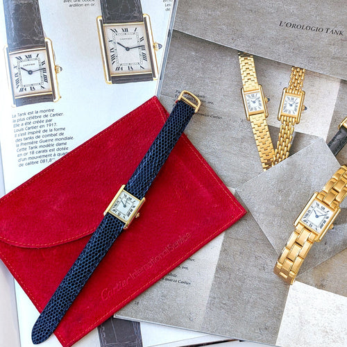 Montre Cartier Tank Louis Cartier Medium MM Classic Railway 18k Gold 866001 Gold Folding Clasp Circa 1985 58 Facettes