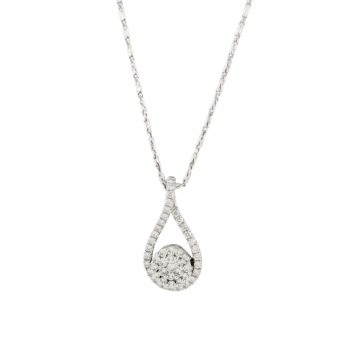 Collier Collier goutte d'eau en or blanc et diamants 58 Facettes 33014