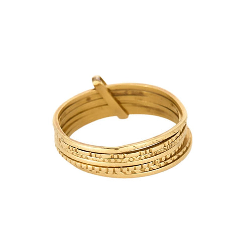 Bague 58.5 Bague semainier vintage en or jaune 58 Facettes