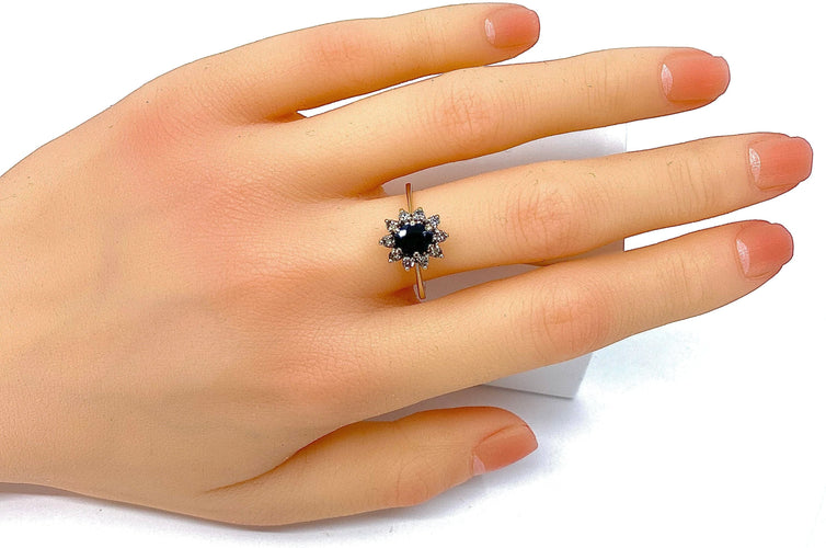 Bague 55 Bague or blanc saphir et diamants 58 Facettes AB336