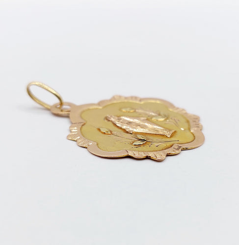 Pendentif Médaille religieuse victorienne or rose et jaune 58 Facettes A05599