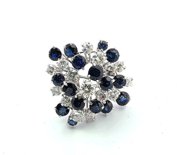 Anello in oro bianco con zaffiri e diamanti 58 Facettes