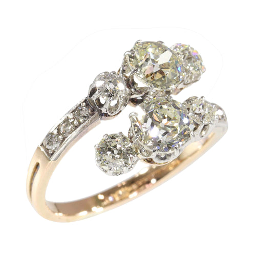 Bague 55 Grandeur impressionnante : bague victorienne Toi et Moi avec diamants de 2,57 ct 58 Facettes 24320-0163