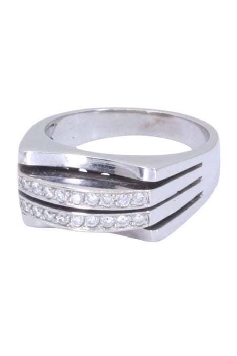 Bague 54 Bague or blanc diamants 58 Facettes 090251