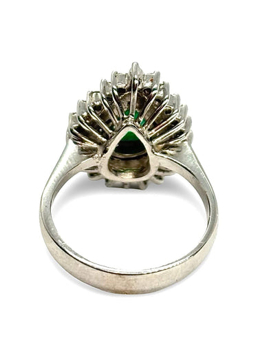 Bague 53.5 Bague or blanc émeraude 1,2 ct et diamants 1 ct 58 Facettes 1240