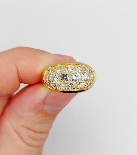 Bague 53 Bague jonc bombée or jaune et 2,20 carats de diamants taille brillant 58 Facettes A06334
