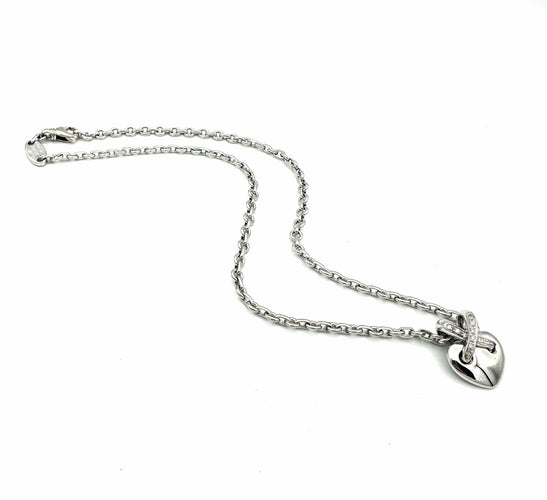 Collier CHAUMET. Collection "Liens", collier or blanc 18K et diamants 58 Facettes