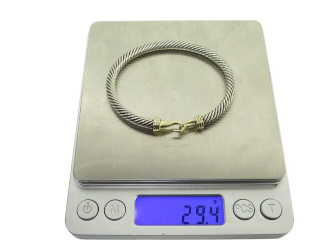 Bracelet bracelet DAVID YURMAN buckle classic cable 5mm en argent 925 or jaune 14k 58 Facettes 267212