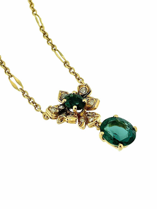 Collier Collier en or jaune tourmaline, indicolite et diamants 58 Facettes