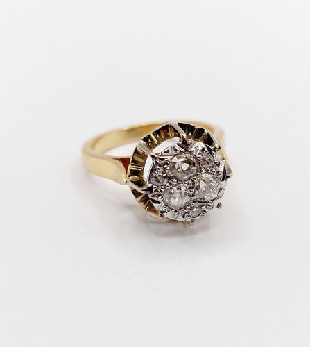 Bague 52.5 Bague dôme Art Déco or rose et diamants taille ancienne (circa 1950) 58 Facettes A06061