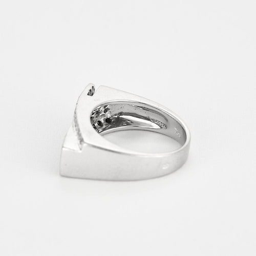 Bague 53 Bague moderniste en or blanc et diamants noirs et blancs 58 Facettes B240206