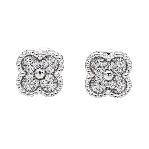 Boucles d'oreilles Van Cleef & Arpels Boucles d'oreilles Puces Sweet Alhambra Or blanc Diamant 58 Facettes 4160007RV