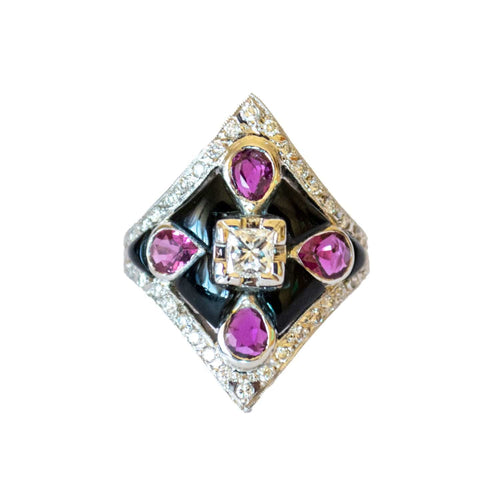 Bague 57 bague en platine avec diamants et onyx 58 Facettes Q161B