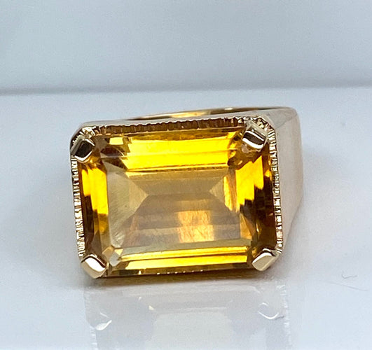 Bague 56 Bague en or jaune, topaze jaune 58 Facettes AB612