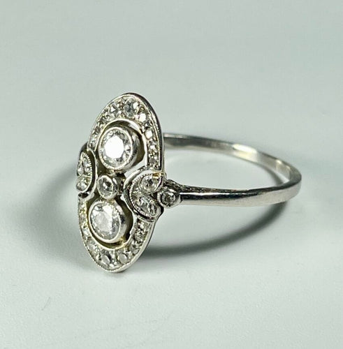 Bague 53 Bague Art Déco or gris diamants 58 Facettes 102