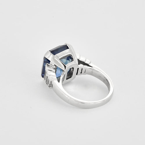 Bague 52 Bague en or blanc et saphir 58 Facettes LJ23-1