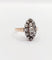 Bague 54 Bague marquise antique en or rose 18k et argent, diamant et diamants roses 58 Facettes A06417