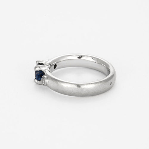 Bague 54 Bague bandeau or blanc, saphir et diamants 58 Facettes GU197