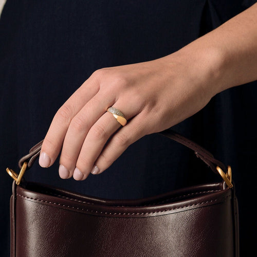 Bague 54 Bague en or jaune, or blanc et diamants 58 Facettes DAX0016X2