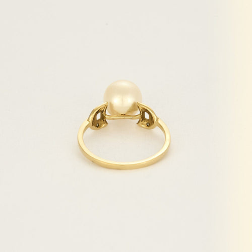 Bague 50 Bague Solitaire en or jaune, perle et diamants 58 Facettes ENG10833