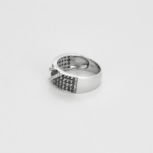 Bague 51.5 Bague Bandeau en or blanc sertie de diamants 58 Facettes LP1149