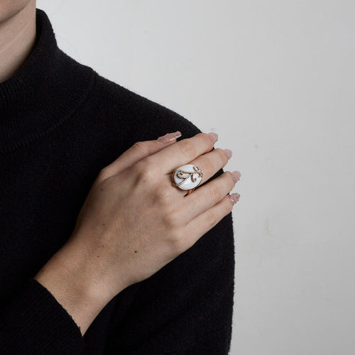 Bague 53 Bague agate et diamants 58 Facettes 2559