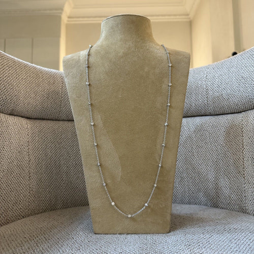 Collier Sautoir en or gris 18K – 80 cm – 2,50 ct de diamants brillants G-VS 58 Facettes